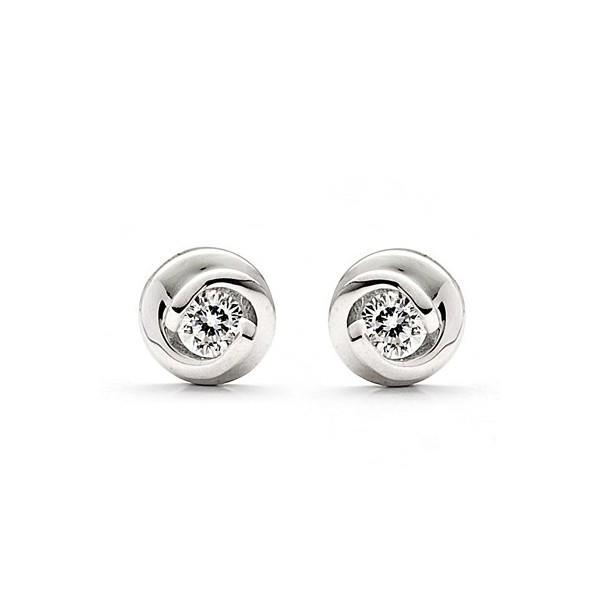 54645 1 CT Ladies 14K White Gold Round Fine Diamond Stud Earring