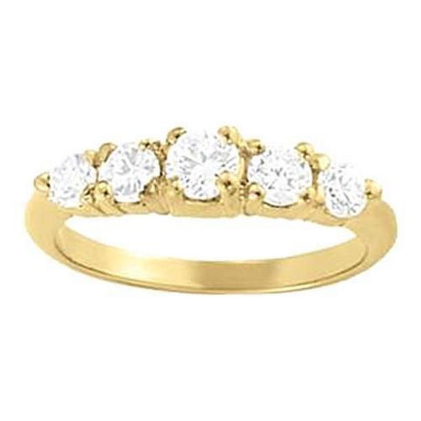 54701 0.70 CT 14K Yellow Gold Diamond Half Eternity Band Prong Ring, Size 6.5