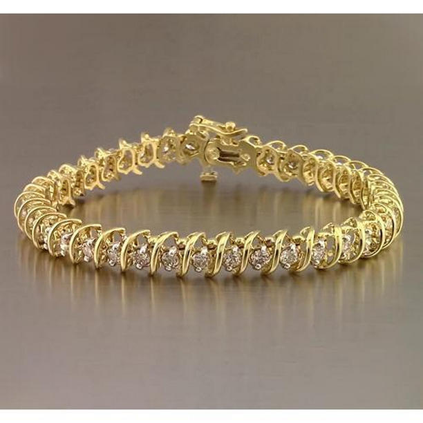 Picture of Harry Chad Enterprises 56557 Round Diamond 4 CT 14K Yellow Gold F Vs1 Tennis Bracelet
