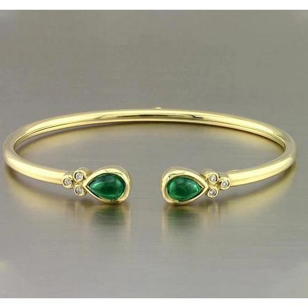 Picture of Harry Chad Enterprises 56559 Yellow Gold Green Emerald 2.30 CT Womens Gemstone Bracelet