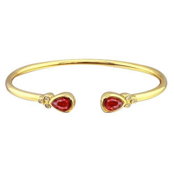 Picture of Harry Chad Enterprises 56561 2.30 CT Womens Ruby Diamond Bangle&#44; 14K Yellow Gold