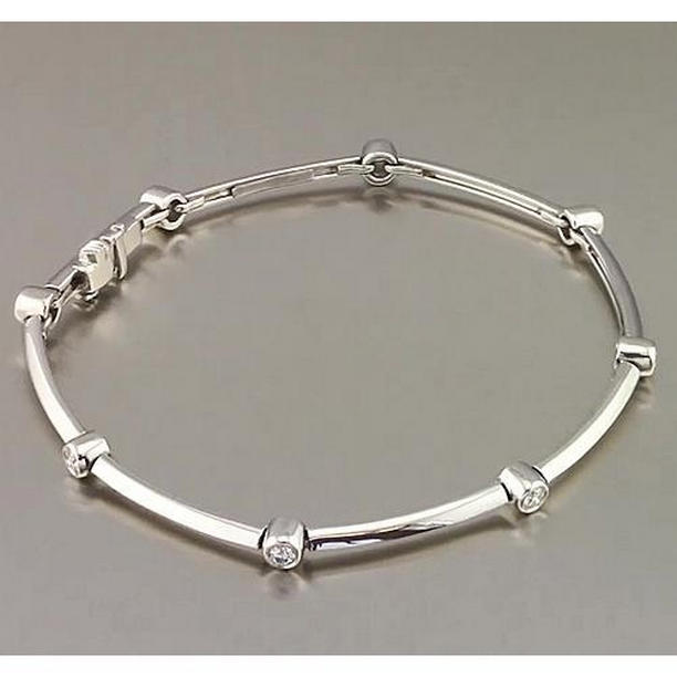 56570 Round Diamond Bezel Set 240 CT F Vs1 White Gold Bracelet