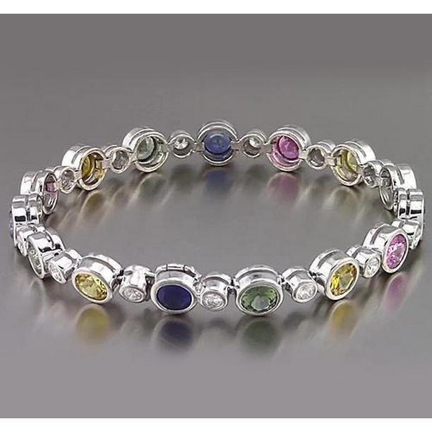 Picture of Harry Chad Enterprises 56595 Multi Color Sapphire Bezel 22.50 CT Womens Tennis Bracelet
