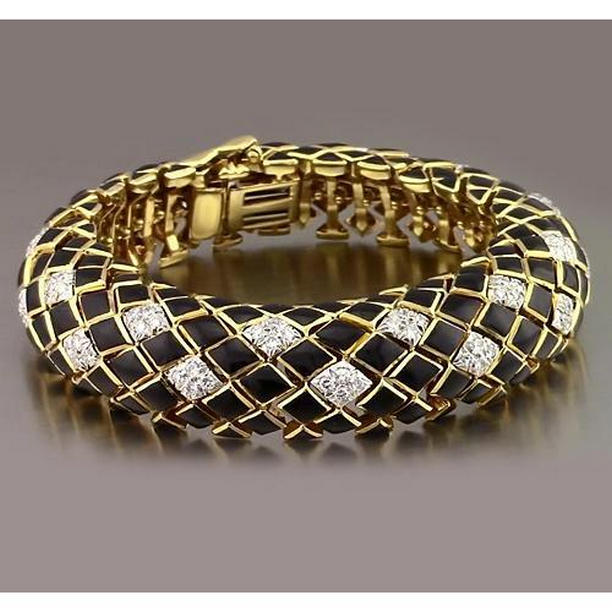 Picture of Harry Chad Enterprises 56613 4.80 CT Black Yellow Gold Diamond Mens Bracelet