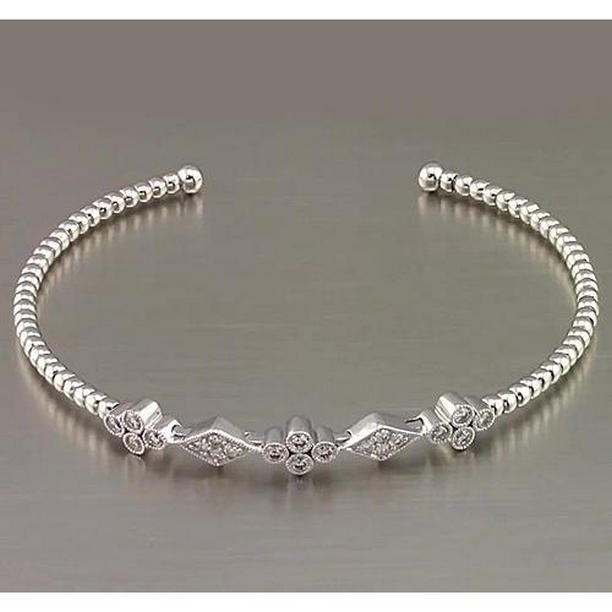 150 CT Womens White Gold Diamond Bangle Bezel Set