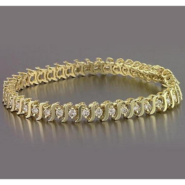 Picture of Harry Chad Enterprises 56630 6.60 CT S Style Yellow Gold Diamond Bracelet Prong Set