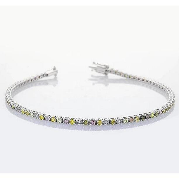 Picture of Harry Chad Enterprises 56635 4 CT Pink&#44; Yellow - Green & White Sapphire Prong Tennis Bracelet
