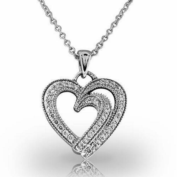 Picture of Harry Chad Enterprises 56646 3.50 CT Round Cut Diamonds Heart Shaped Pendant Necklace&#44; White Gold