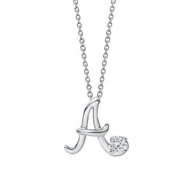 Picture of Harry Chad Enterprises 56649 Round Diamond Solitaire A Initial 1 CT White Gold Pendant