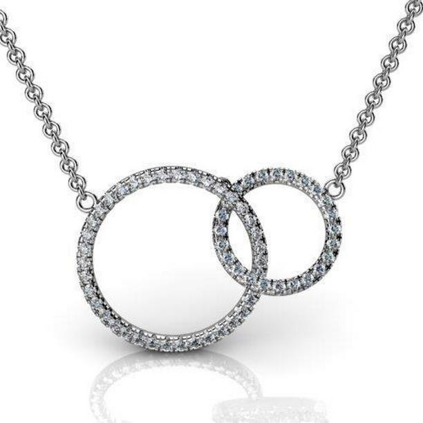 Picture of Harry Chad Enterprises 56654 Circle 5 CT Round Cut Diamonds Pendant Necklace&#44; 14K White Gold