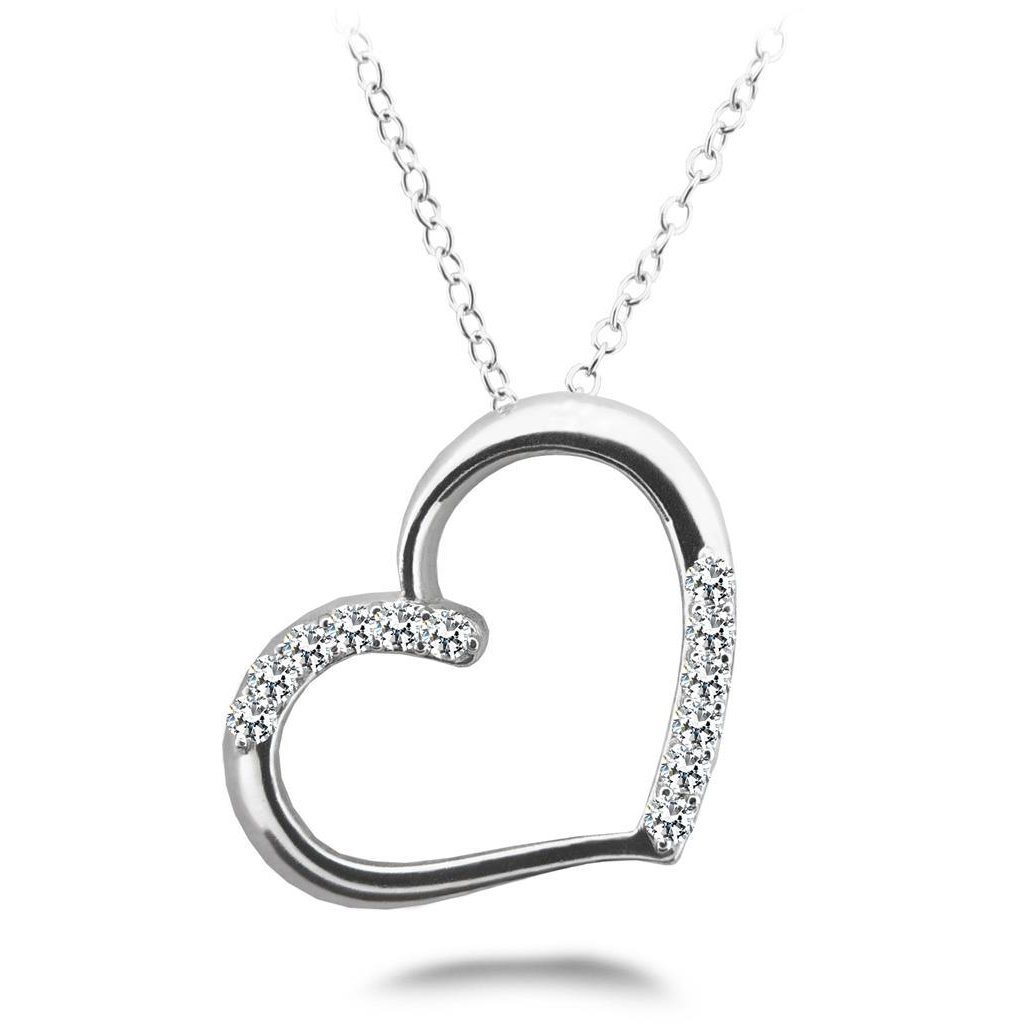 Picture of Harry Chad Enterprises 56657 3 CT Sparkling Round Cut Diamonds Heart Pendant Necklace&#44; White Gold
