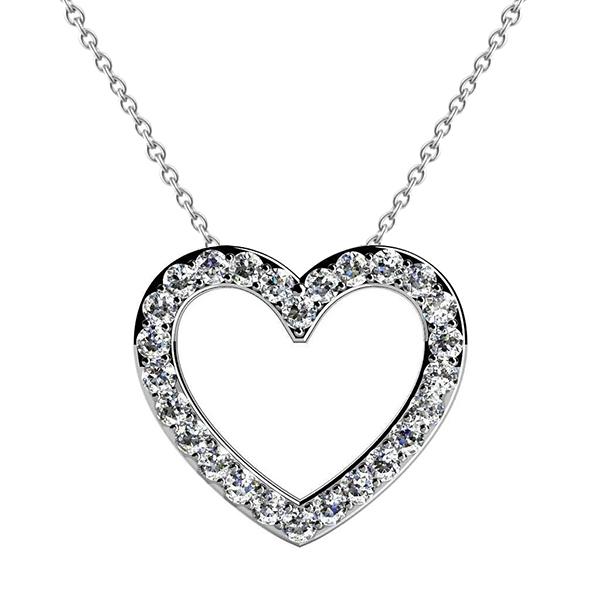 Picture of Harry Chad Enterprises 56659 3.90 CT Round Cut Diamonds Heart Pendant Necklace&#44; 14K White Gold
