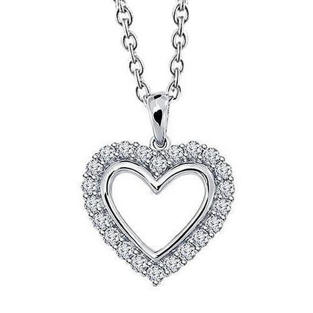 Picture of Harry Chad Enterprises 56661 2.20 CT Round Cut Diamond Heart Style Solid 14K White Gold Pendant