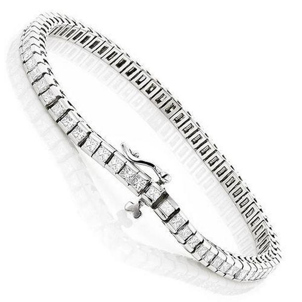57466 Channel Set 7 CT Diamonds Tennis Bracelet 14K White Gold