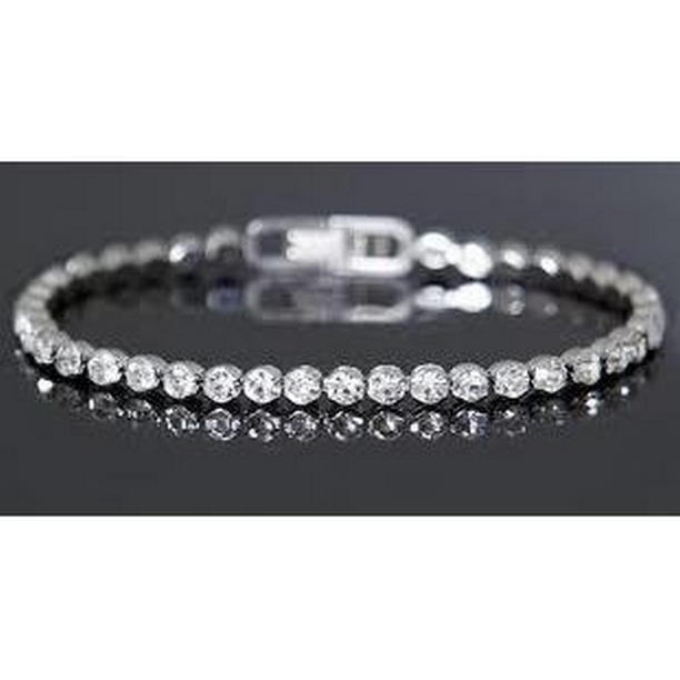 57476 4.80 CT Sparkling Round Cut Diamond 14K White Gold Tennis Bracelet