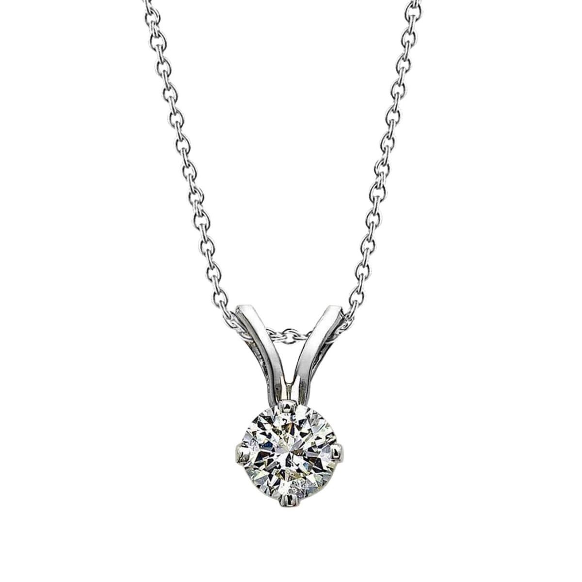 Picture of Harry Chad Enterprises 57484 1 CT Round Cut Diamond Solitaire 14K White Gold Necklace Pendant