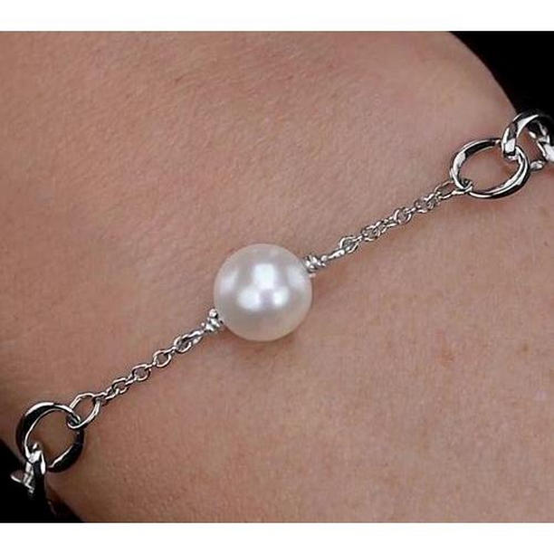 Picture of Harry Chad Enterprises 57594 12 mm Womens Pearl Bracelet, White Gold