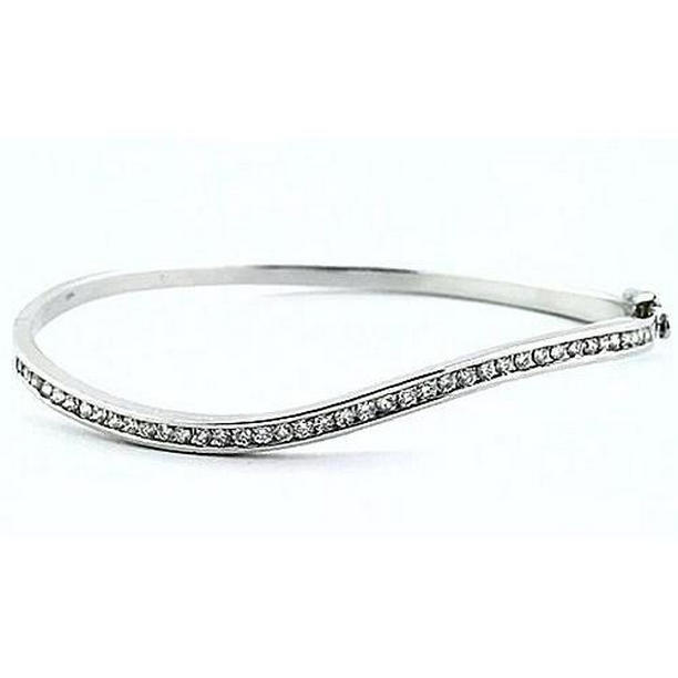 57611 3 CT Diamond Womens Bangle, 14K White Gold