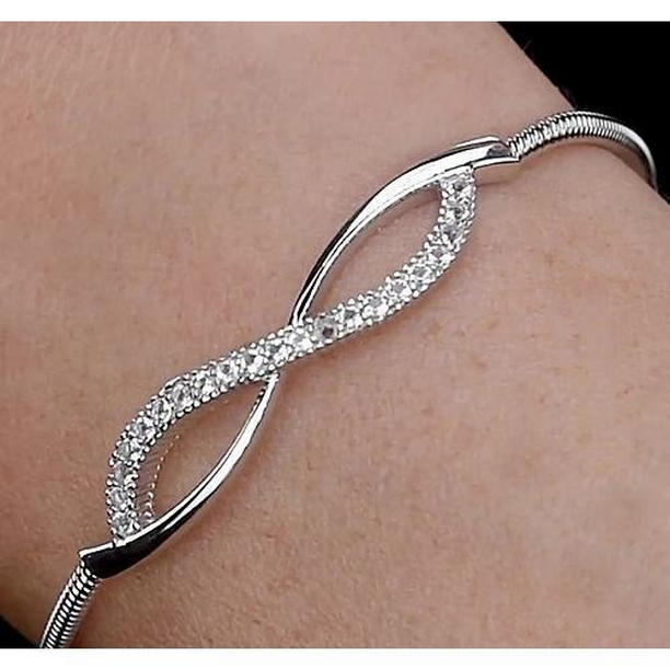57629 3 CT Diamond Bangle, 14K White Gold