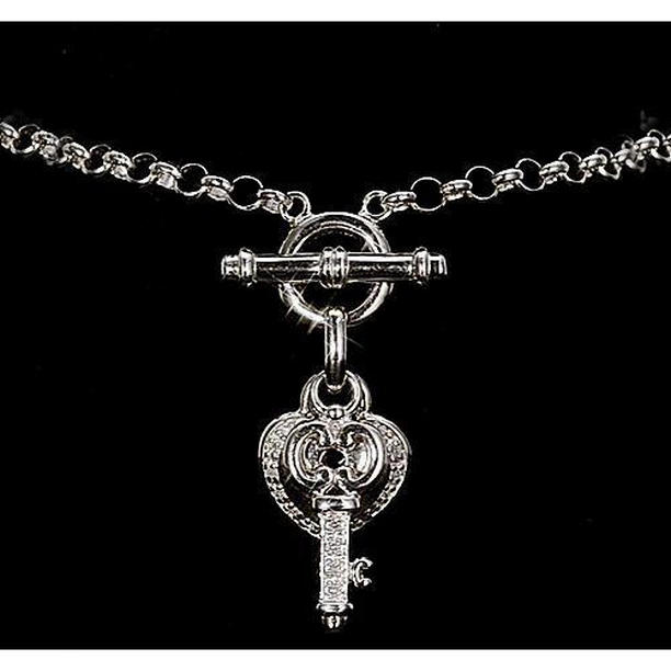 Picture of Harry Chad Enterprises 57632 Diamond Charm Lock & Key Heart 1 CT Womens Bracelet