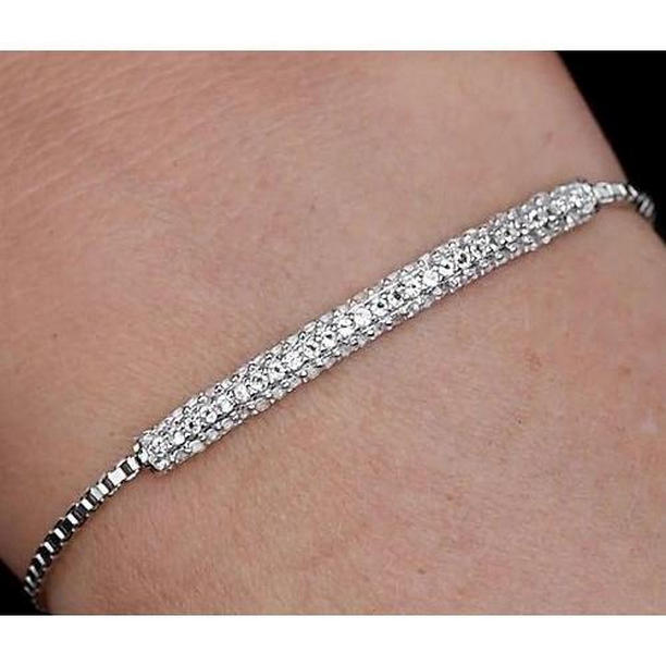 57636 Round Diamond Bracelet 3 CT Prong Set, 14K White Gold