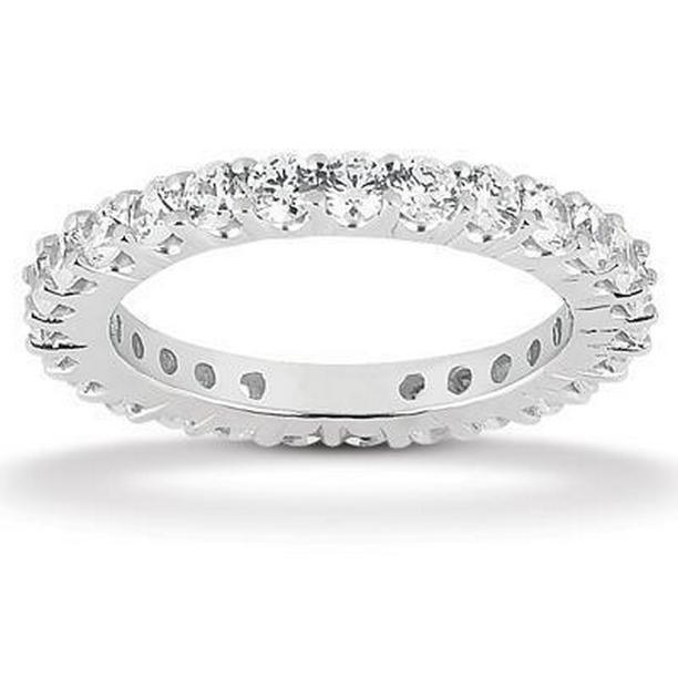 1.30 CT Round Diamond Wedding Band, White Gold - Size 6.5