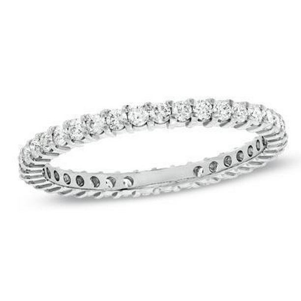 58754 5.25 CT Round Diamond Wedding Band Ring, White Gold - Size 6.5