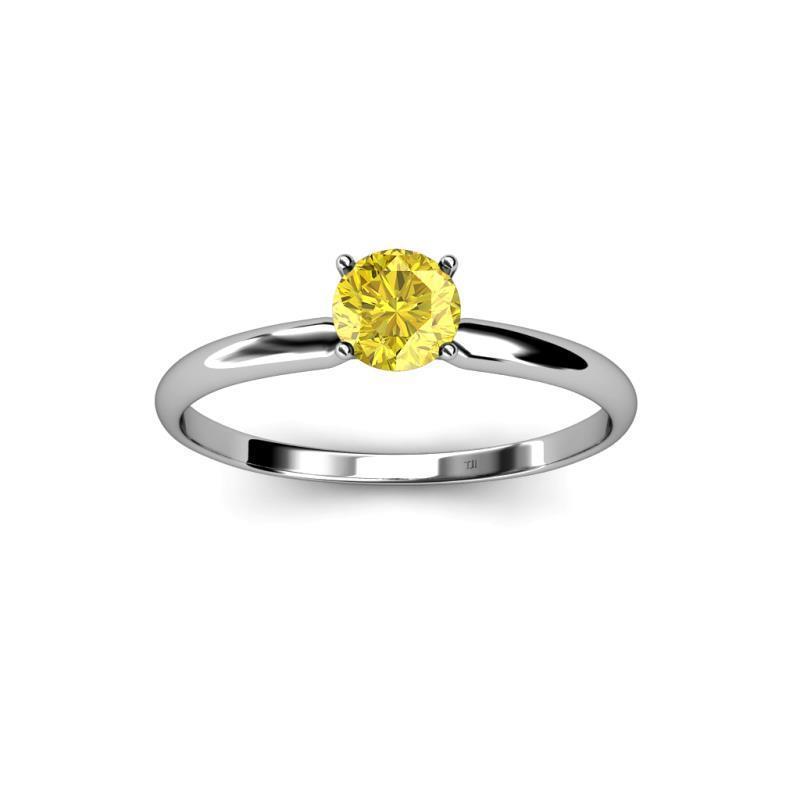 Picture of Harry Chad Enterprises 58767 Solitaire 2 CT Yellow Sapphire Ring&#44; 14K White Gold - Size 6.5