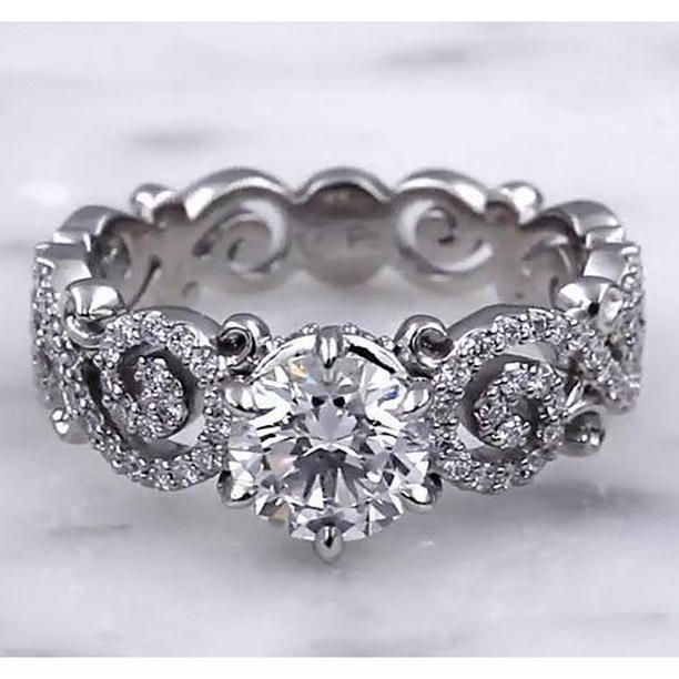 58821 3.50 CT Round Diamonds 6 Prong Setting Wedding Band Style Ring, Size 6.5