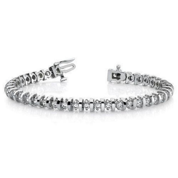 4 CT Round Prong Set Diamond Tennis Bracelet, 14K White Gold