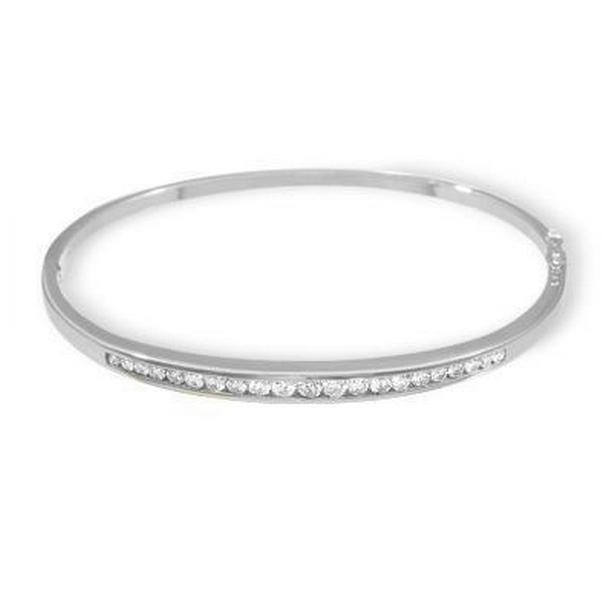 58838 220 CT Channel Set Round Diamond Bangle 14K White Gold