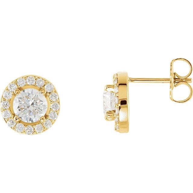 58842 Sparkling 2.84 CT Halo Diamonds Stud Earrings, 14K Yellow Gold