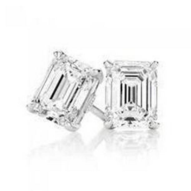 1.50 CT Emerald Cut White Gold Lady Diamond Stud Earring