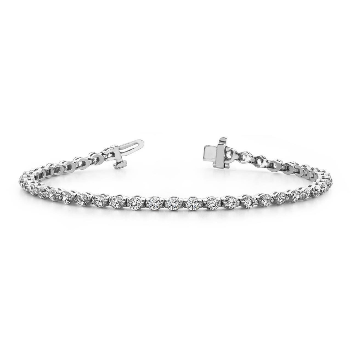 59861 Prong Setting 4.20 CT Round Cut Diamonds Tennis Bracelet, White Gold