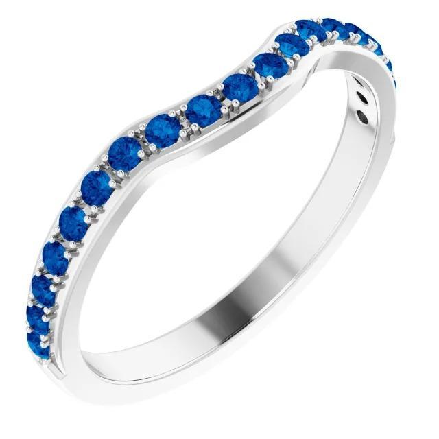 59875 1.90 CT Blue Sapphire Womens Anniversary Band, 14K White Gold - Size 6.5