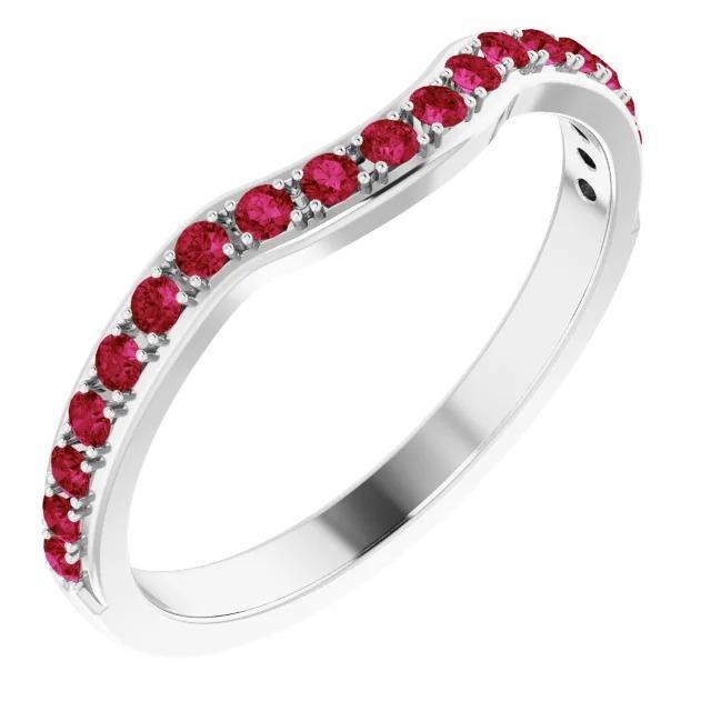 59876 1.90 CT Burma Ruby Womens Band, 14K White Gold - Size 6.5