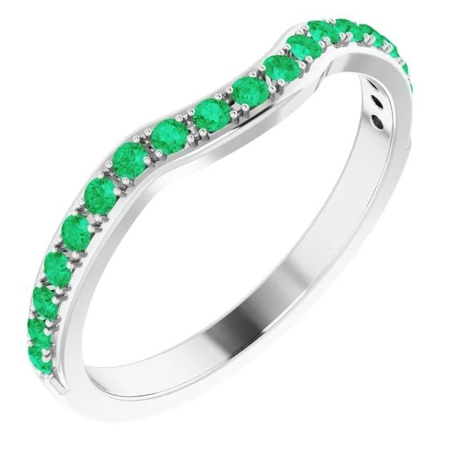 59877 1.90 CT Prong Setting Columbian Green Emerald Womens Band, Size 6.5