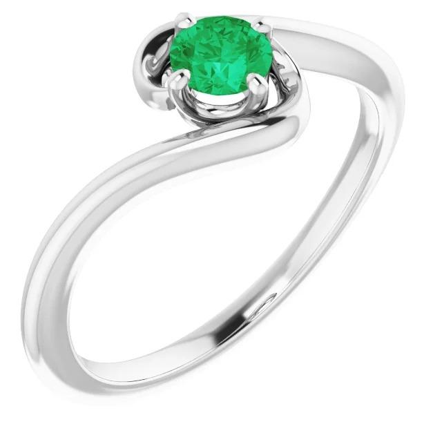 59887 1.50 CT Columbian Green Emerald Twisted Style Solitaire Ring, Size 6.5