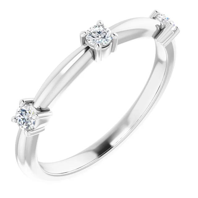 59894 Three Stone 0.90 CT 14K White Gold Diamond Ring, Size 6.5