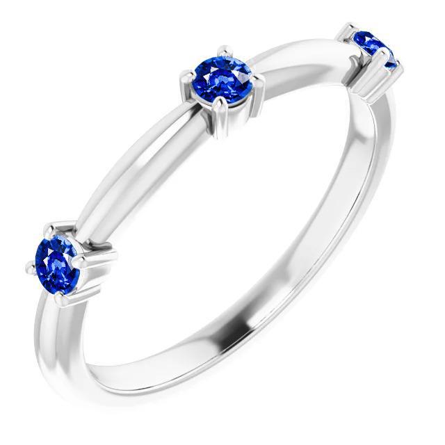 59897 3 Stone 0.90 CT Ceylon Sapphire Anniversary Ring, Size 6.5