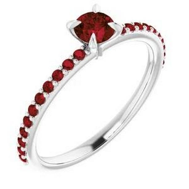 Picture of Harry Chad Enterprises 59915 0.95 CT Accented Burmese Rubies Engagement Ring&#44; 14K White Gold - Size 6.5