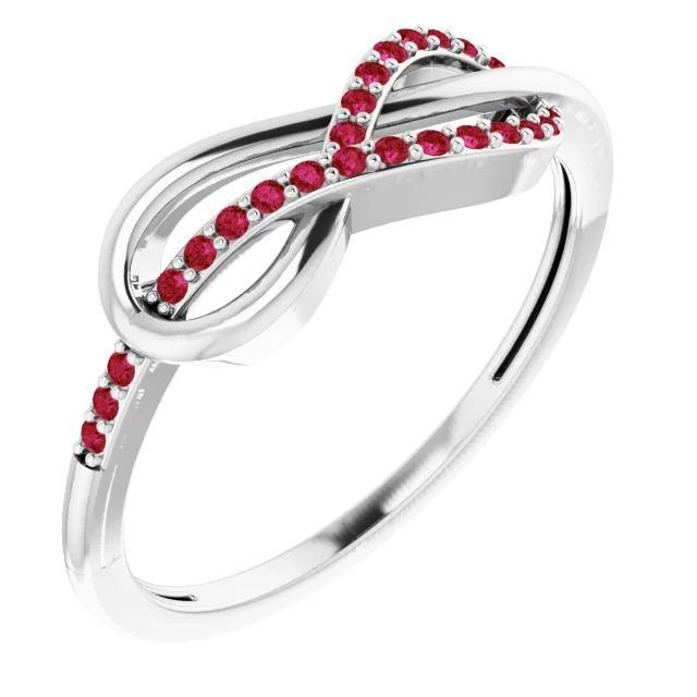 59921 0.50 CT Round Rubies Wedding Infinity Band, 14K White Gold - Size 6.5