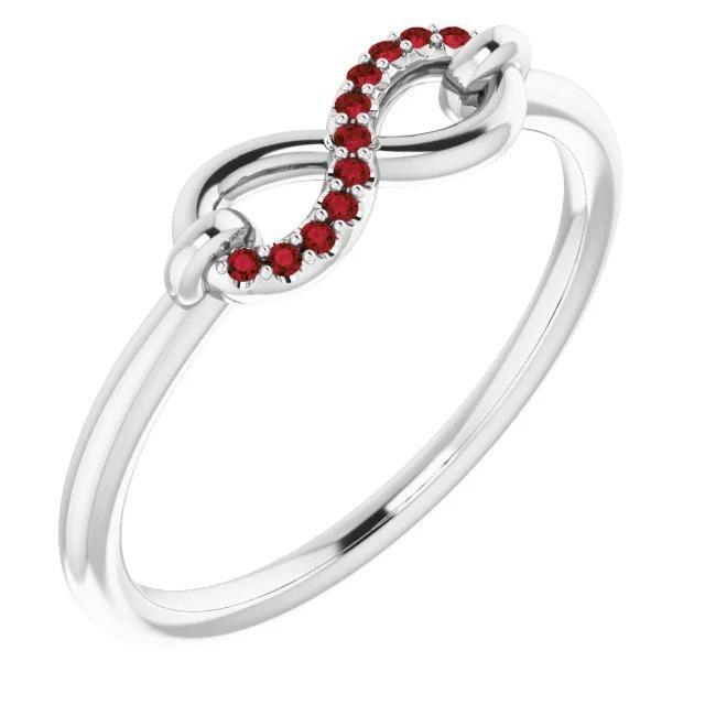 59923 0.25 CT Burma Ruby Wedding Infinity Band, 14K White Gold - Size 6.5