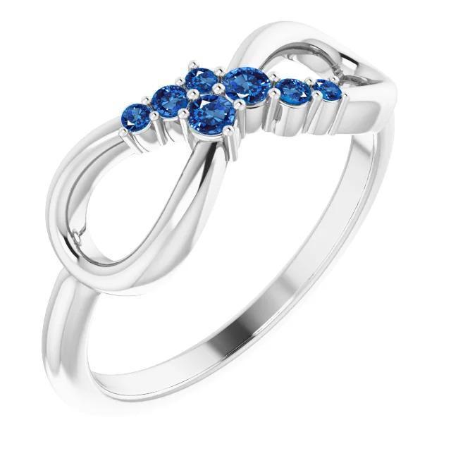 0.39 CT Blue Sapphire Infinity Wedding Anniversary Band, Size 6.5