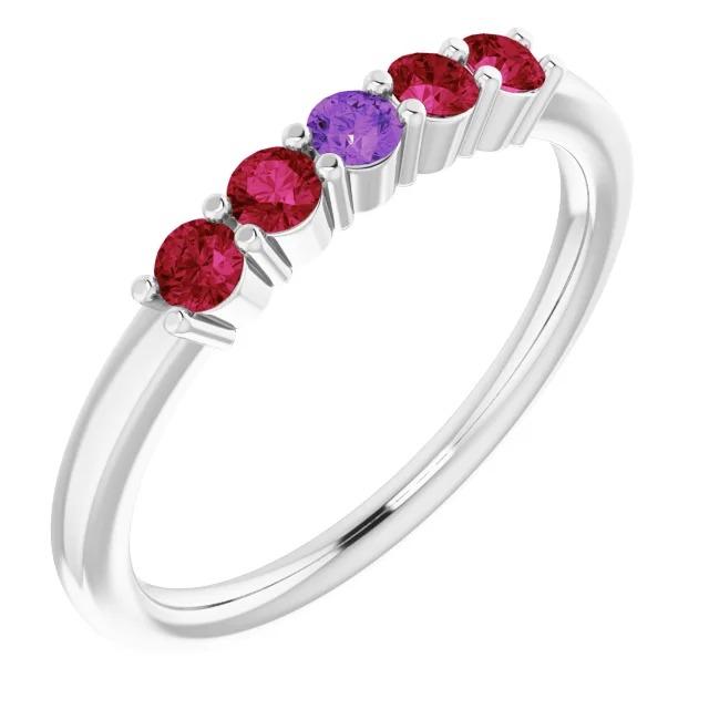 59934 1.50 CT Womens Sapphire Ruby Band, 14K White Gold - Size 6.5