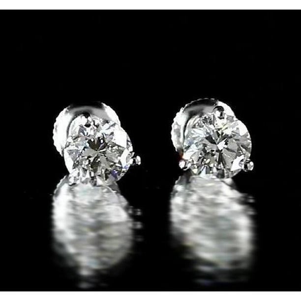 59959 Martini Set Round Diamond Stud Earring, 14K White Gold