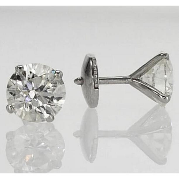 59962 1.60 CT Round Diamond Stud Earring, 14K White Gold