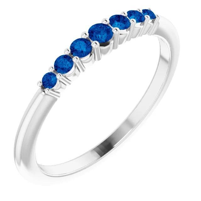 60760 1.90 CT Blue Sapphire Stones Gemstone Ring, 14K White Gold - Size 6.5