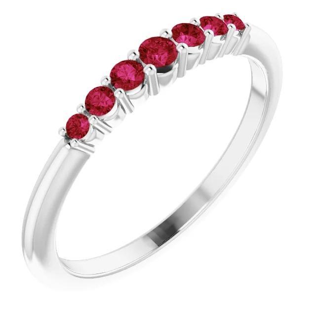 60762 1.90 CT Ruby Stones Gemstone Ring, 14K White Gold - Size 6.5