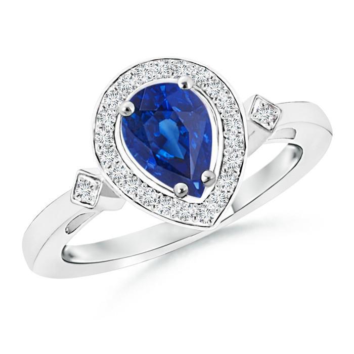 60815 Ceylon Sapphire Diamonds 3.20 CT Ring, 14K White Gold - Size 6.5